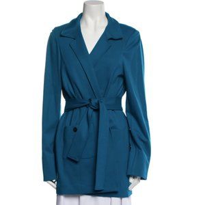 NWT Nina McLemore teal blue belted jacket with pockets